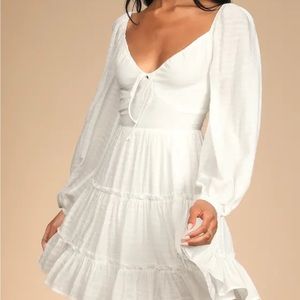 Lulus white long sleeve mini dress